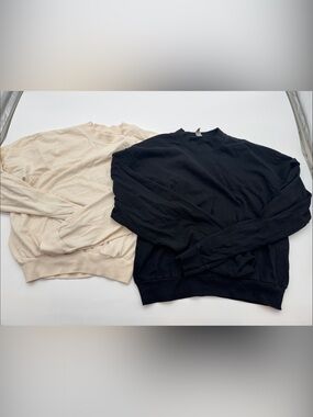 Los Angeles apparel Basic Cropped tshirts Set in Black and Cream size small